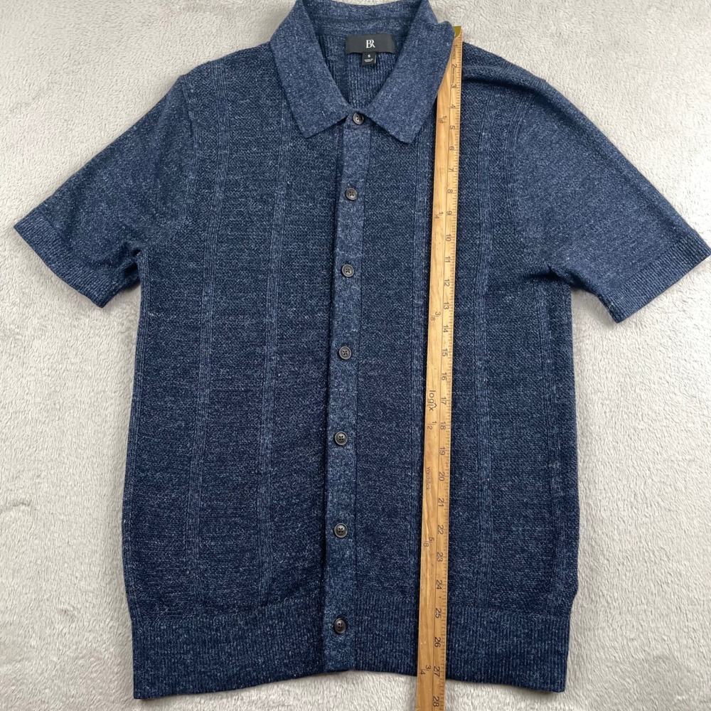 Banana Republic Resort Shirt Mens Small Blue Cotton Linen Blend Button Up - Picture 5 of 8